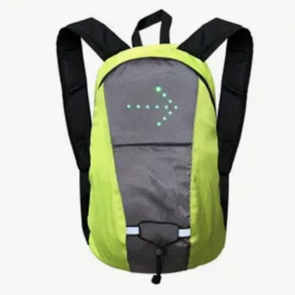 LED Turning Signal Neon Green Reflective Backpack - Picture 1 of 3
